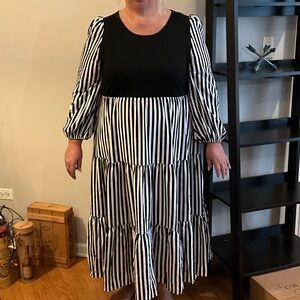 Black and White Striped Women's Dress
